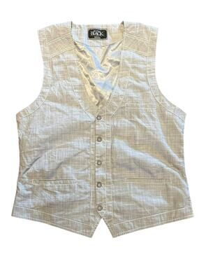 Buckle Black Men’s Large Slim Fit Light Gray Textured Button Vest